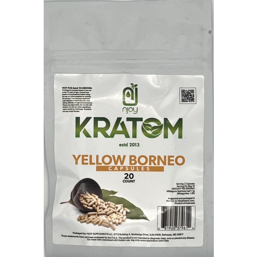 NJOY KRATOM YELLOW BORNEO 20CT CAPSULES BAG