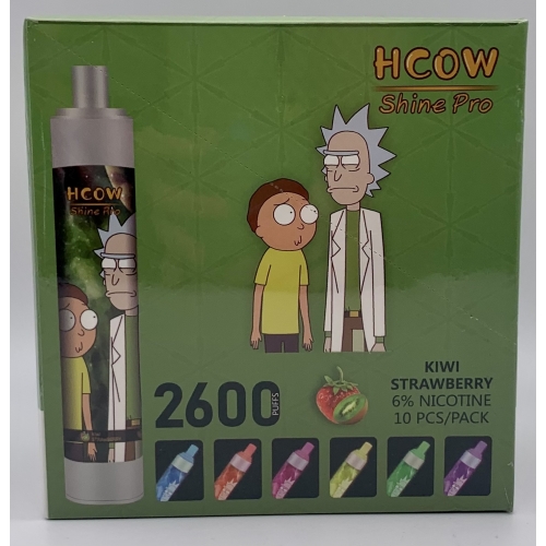 HCOW 2600PUFF KIWI STRAW LED/RECHARGEABLE 
