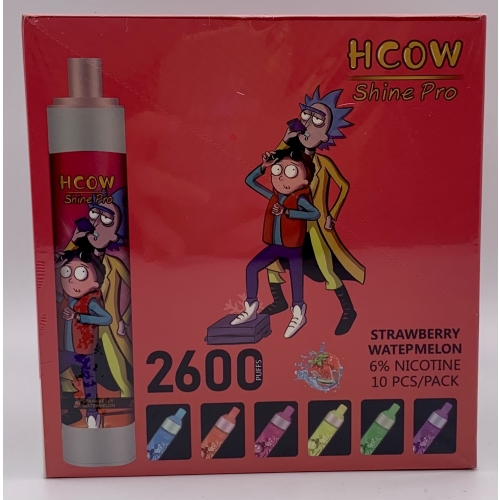 HCOW 2600PUFF STRAWBERRY WM LED/RECHARGEABLE 