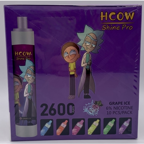 HCOW 2600PUFF GRAPE ICE LED/RECHARGEABLE 