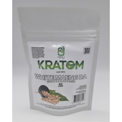 NJOY KRATOM WHITE MAENG DA 42CT CAPSULES BAG